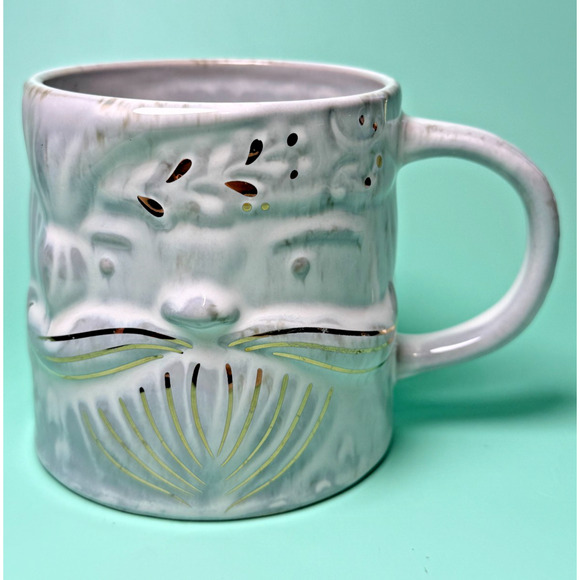 Anthropologie Other - Anthropologie Yuletide Santa Claus Mug Gold Accents Christmas Holiday 16oz Gray
